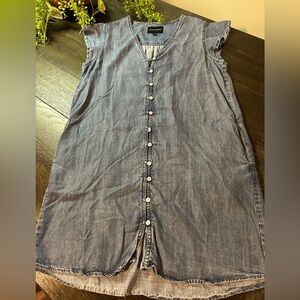 Women’s Velvet Heart denim Button-Front Dress with flutter cap sleeve & pockets